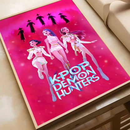 K-pop D-Demon Hunters Anime Poster Self-adhesive Art Waterproof Paper Sticker Coffee House Bar Room Wall Decor
