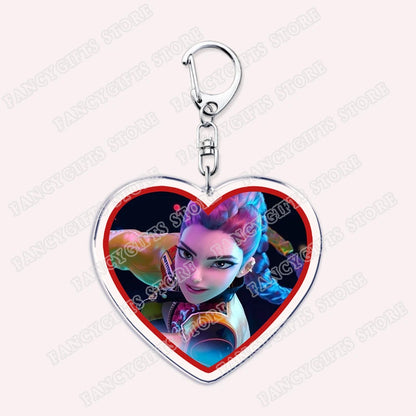 Kpop Demon Girls Keychain for Accessories Huntrix Saja Boys Rumi Zoey Jinu Derpy Tiger Keyrings Key Chains Jewelry Fans Gifts