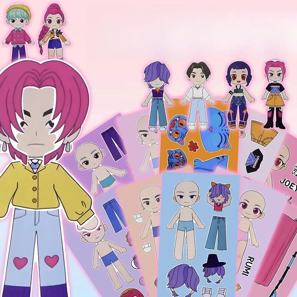 10/20/30 Sheets KPop Demon Hunters Stickers DIY Dress Up Puzzle Stickers Kids Make Your Own Game Children Jigsaw Education Toy