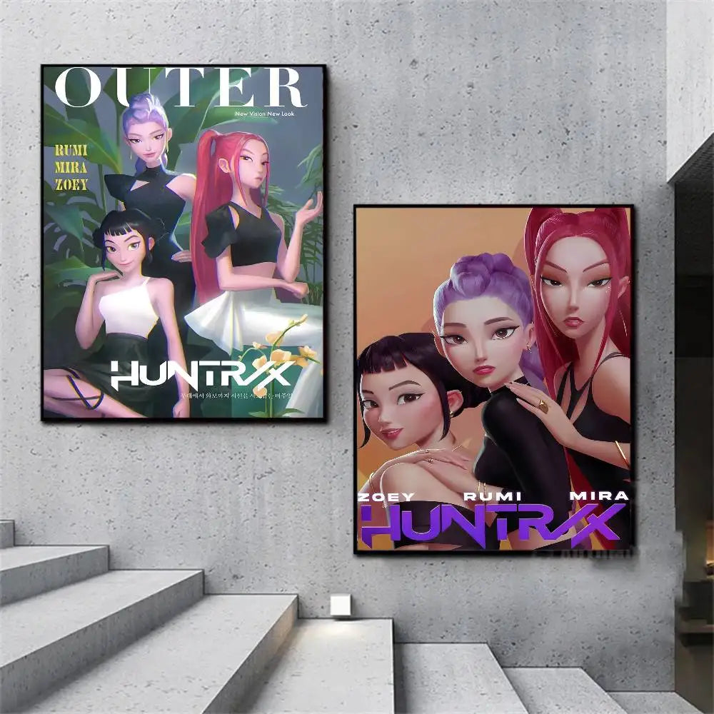 1PC K-POP DEMON HUNTERS Poster High-definition art sticker Self adhesive waterproof home decoration for living rooms bedrooms