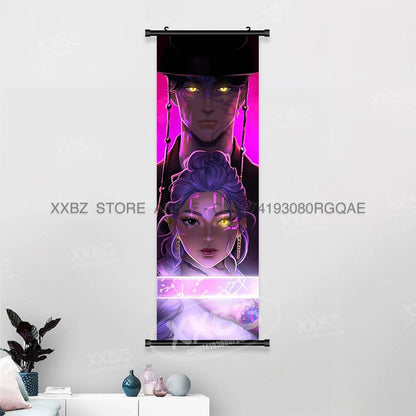 Anime For KPop Demon Hunters Wall Art Canvas Scrolls Pictures Kawaii Character Print Posters Home Decoration Hanging Painting