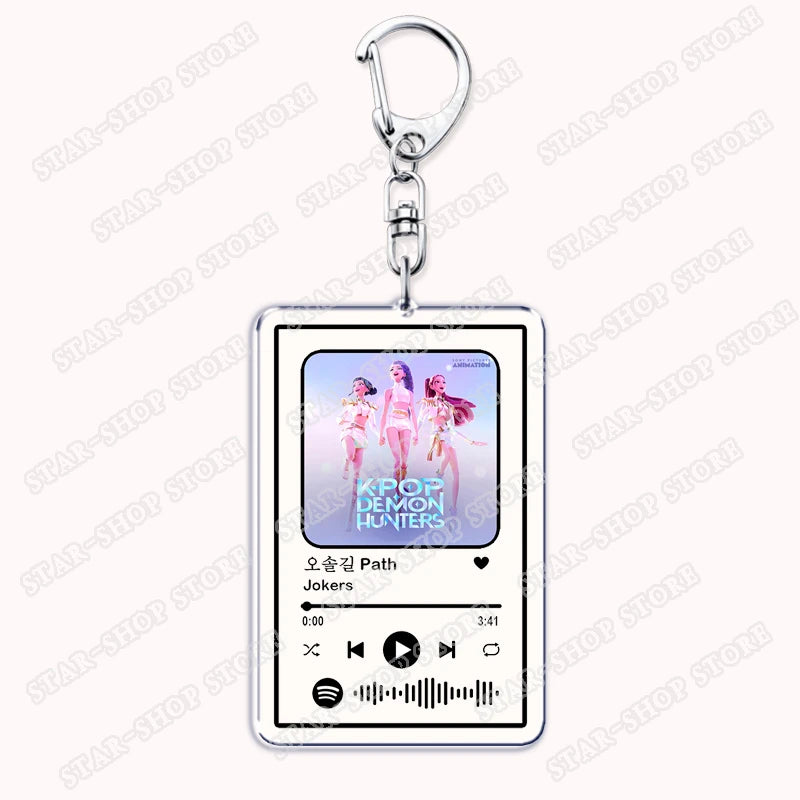 Hot Kpop Cartoon Demon Keychains for Women Accessories Bag Huntrix Saja Boys Rumi Zoey Jinu Mira Music Keying Jewelry Fans Gifts