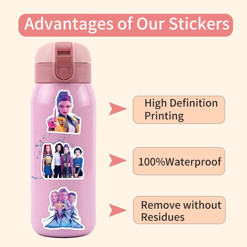 55/110pcs KPop Demon Hunters Stickers Animation Movie Decals DIY Laptop Car Bike Graffiti Decoration Waterproof Anime Stickers