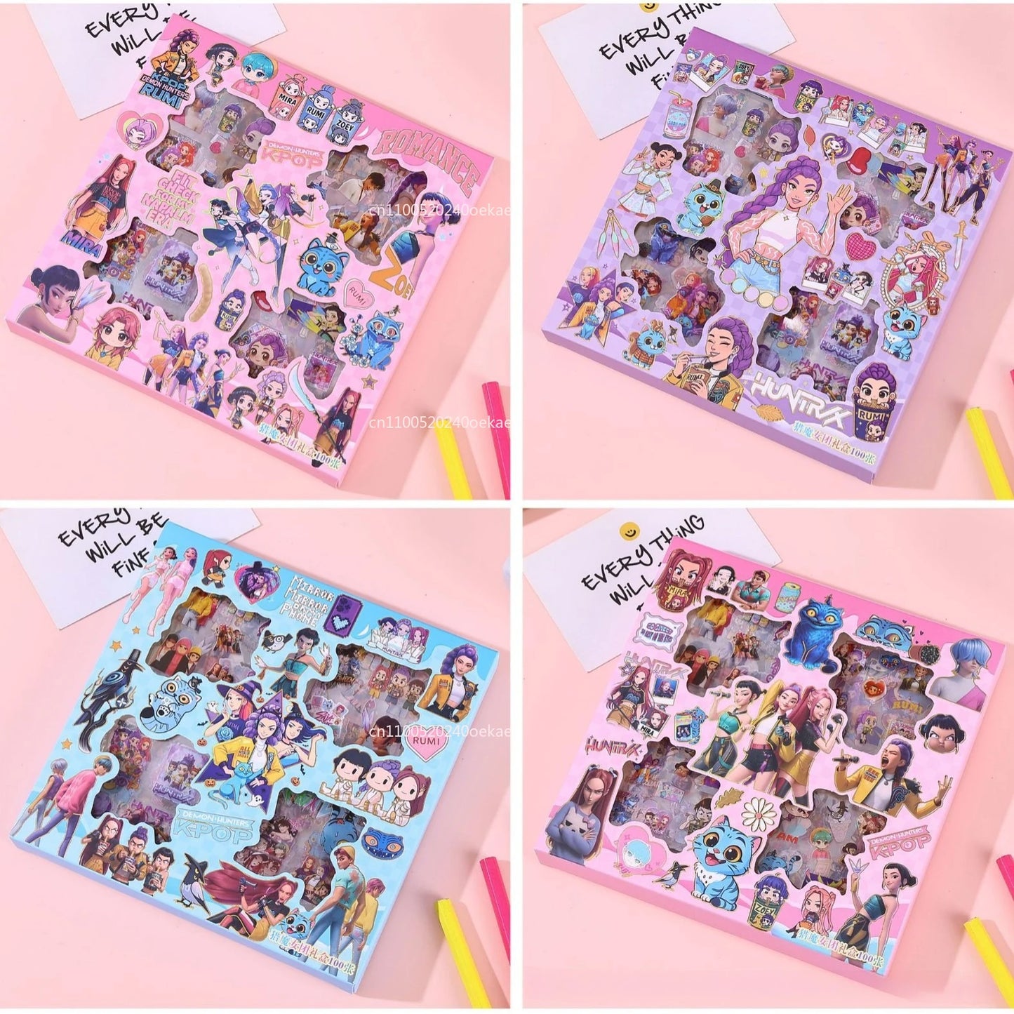 HOT Kpop Demon Hunters 96 sheets Transparent Handbook Stickers Gift Box Waterproof Creative Handbook Material Stickers
