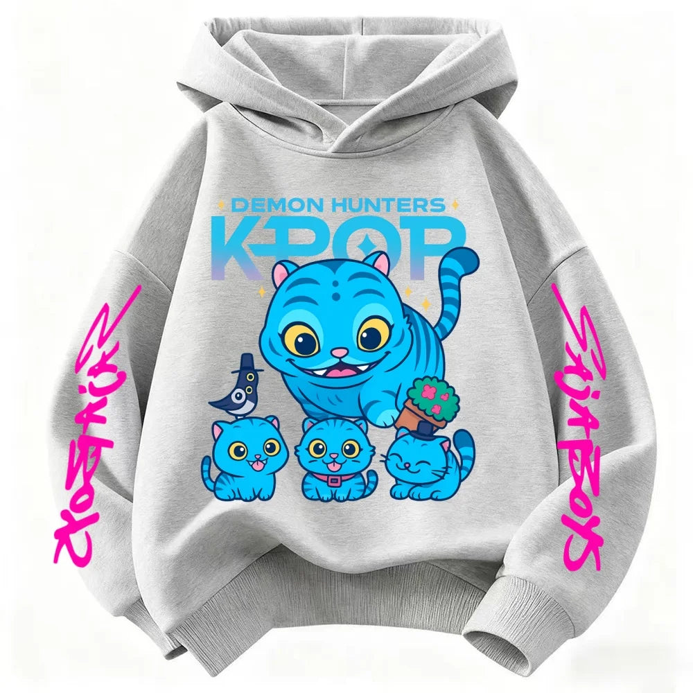 Cute Children's Clothes KPop Devil Hunter Fashion Print Casual 2025 Movie Girls Boys Winter Casual Woolen Hoodies