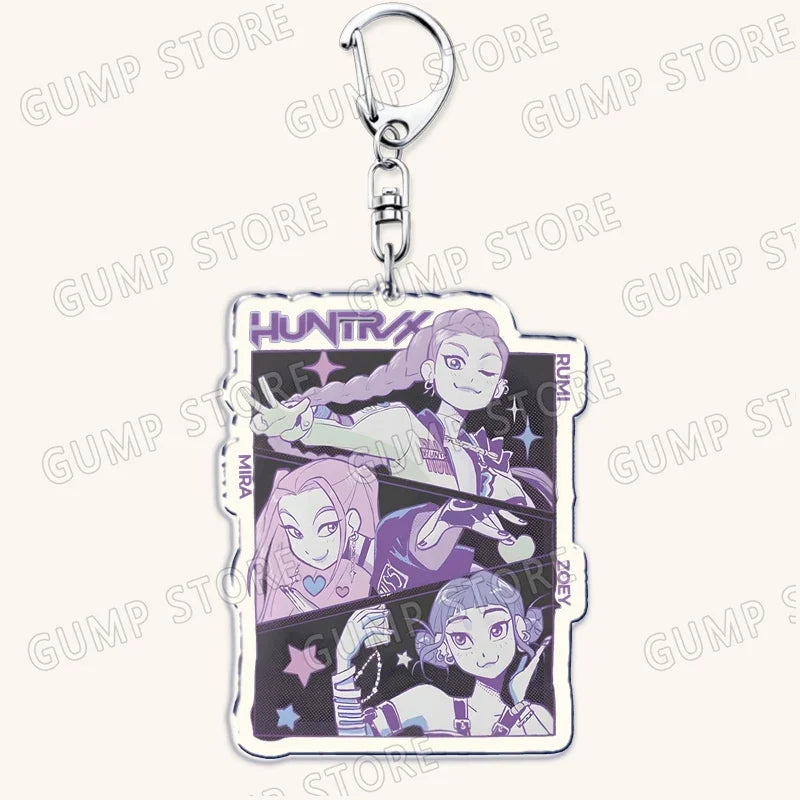 Popular Kpop TV Demon Hunters Huntrix Saja Boys Keychains for Accessories Bag Rumi Zoey Jinu Keyring Jewelry Fans Friends Gifts