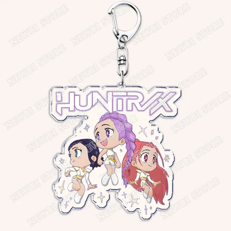 HOT Kpop Demon Hunters Huntrix Saja Boys Keychains for Accessories Bag Rumi Zoey Jinu Ramen Ramyeon Keyring Jewelry Fans Gifts