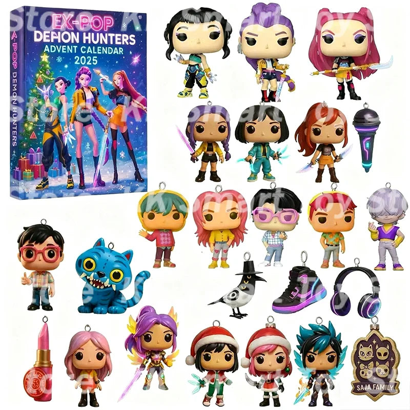 In stock Christmas Kpop Demon Hunting 24pc Advent Calendar Surprise Blind Box K pop Dolls Halloween Boxes Figure Gifts Kids Toys