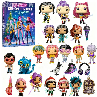 In stock Christmas Kpop Demon Hunting 24pc Advent Calendar Surprise Blind Box K pop Dolls Halloween Boxes Figure Gifts Kids Toys