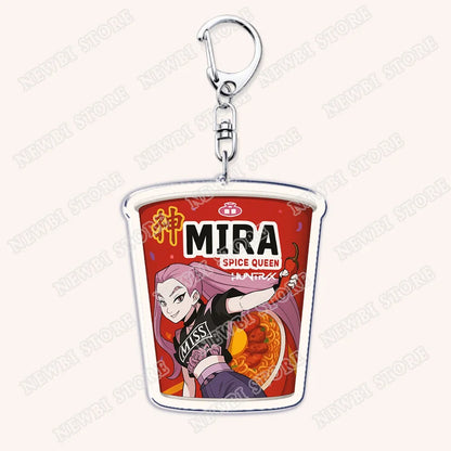 Kpop Demon Girls Huntrix Saja Boys Keychains for Accessories Bag Marcus Rumi Zoey Jinu Ramen Ramyeon Keyring Jewelry Fans Gift