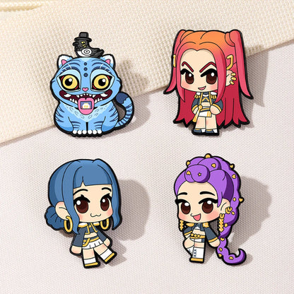 4Pcs K Pop Demon Hunters Enamel Pins Character Brooches Pins Lapel Pins Badge Clothing Accessories Fashion Jewelry Friendsfunny