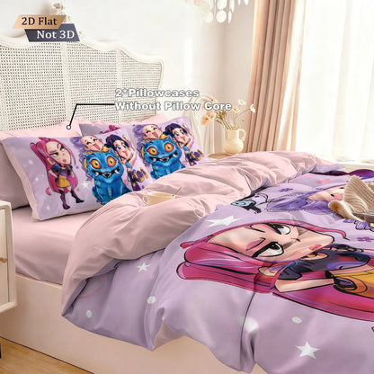 3pcs K-Pop Demon Hunters Print coreless Bedding Set Multi Sized Bedding Dormitory duvet Cover Soft Decoration, Machine Washable