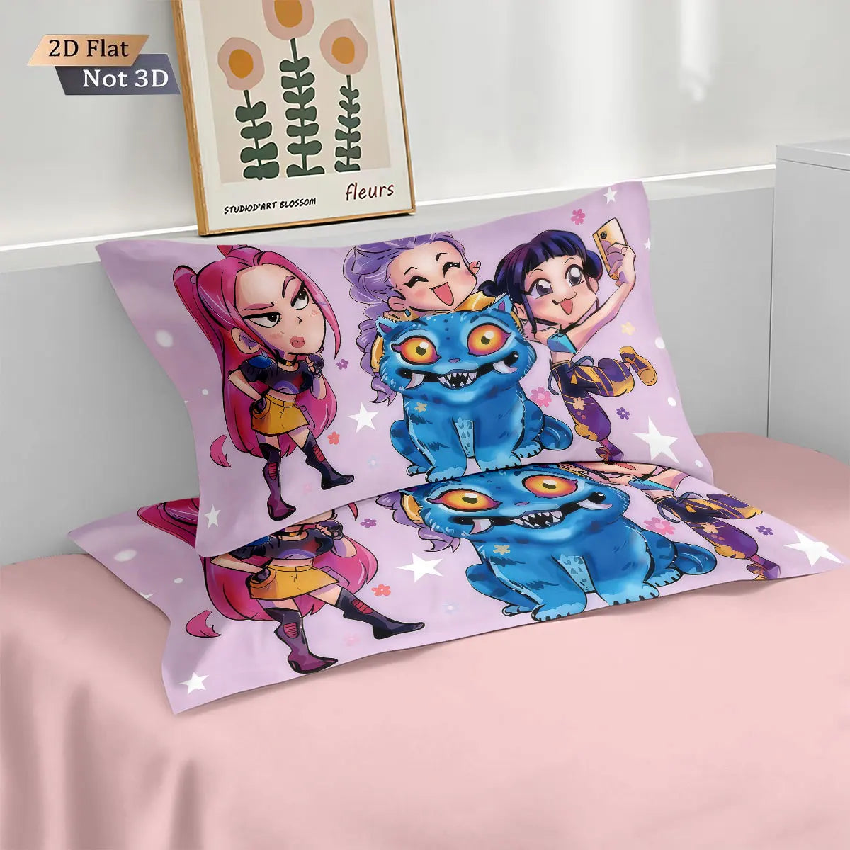 3pcs K-Pop Demon Hunters Printed Chipless Bedding Set Soft and Comfortable Dormitory Bedroom Multiple Sizes Machine Washable