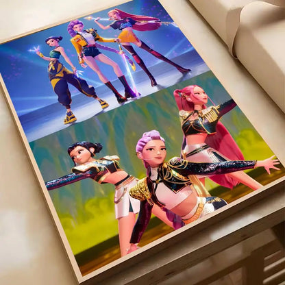 Hot Movie K-pop D-Demon H-Hunters Anime Poster Waterproof HD Art Wall Decal Self-Adhesive Print. Aesthetic Home Room Decor for L