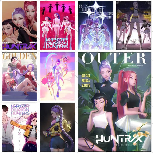 1PC K-POP DEMON HUNTERS Poster High-definition art sticker Self adhesive waterproof home decoration for living rooms bedrooms