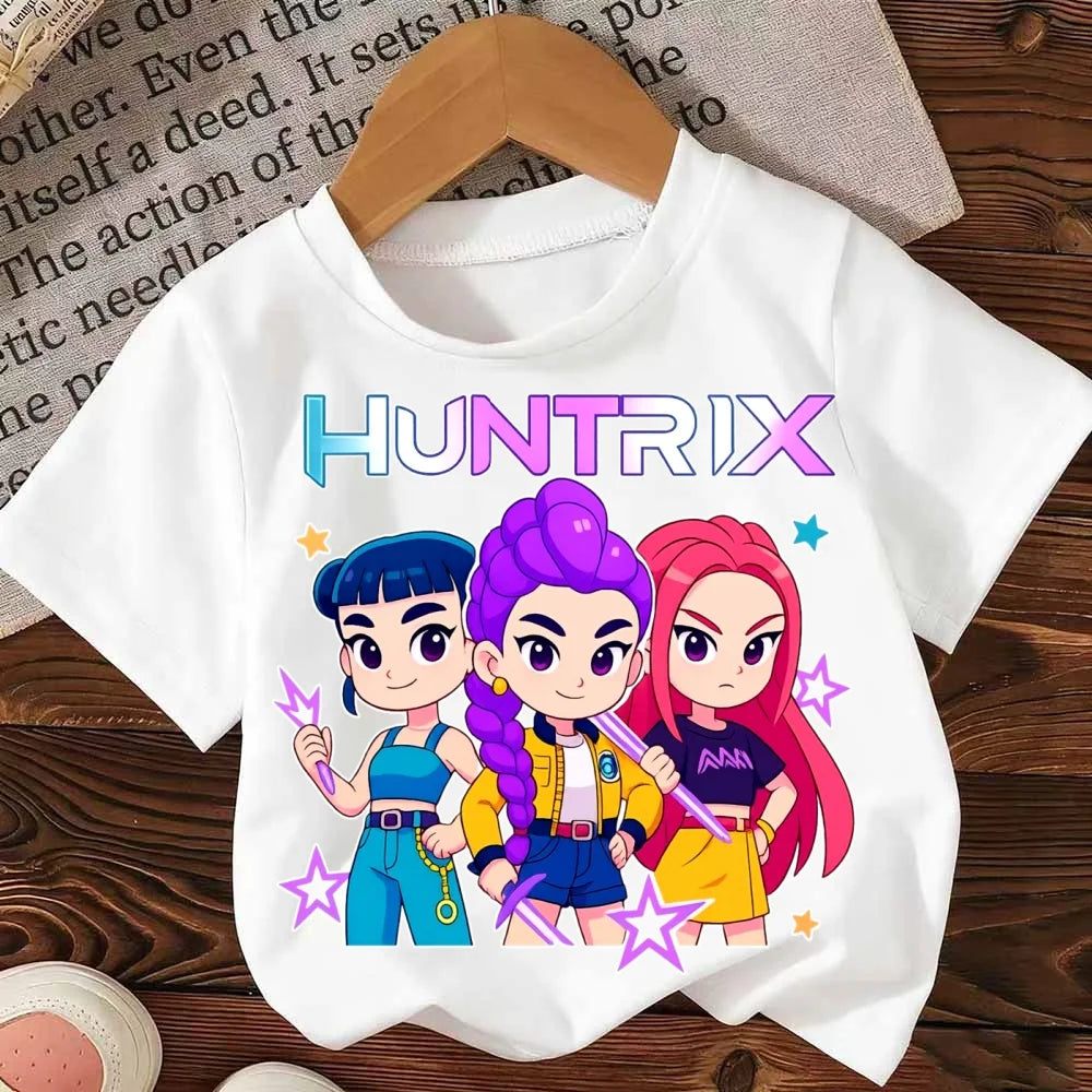 2025 Movie KPop Demon Hunters T-shirts Summer Short Sleeve Female Tee O-neck Cotton Fashion Casual Loose Unisex Streetwear