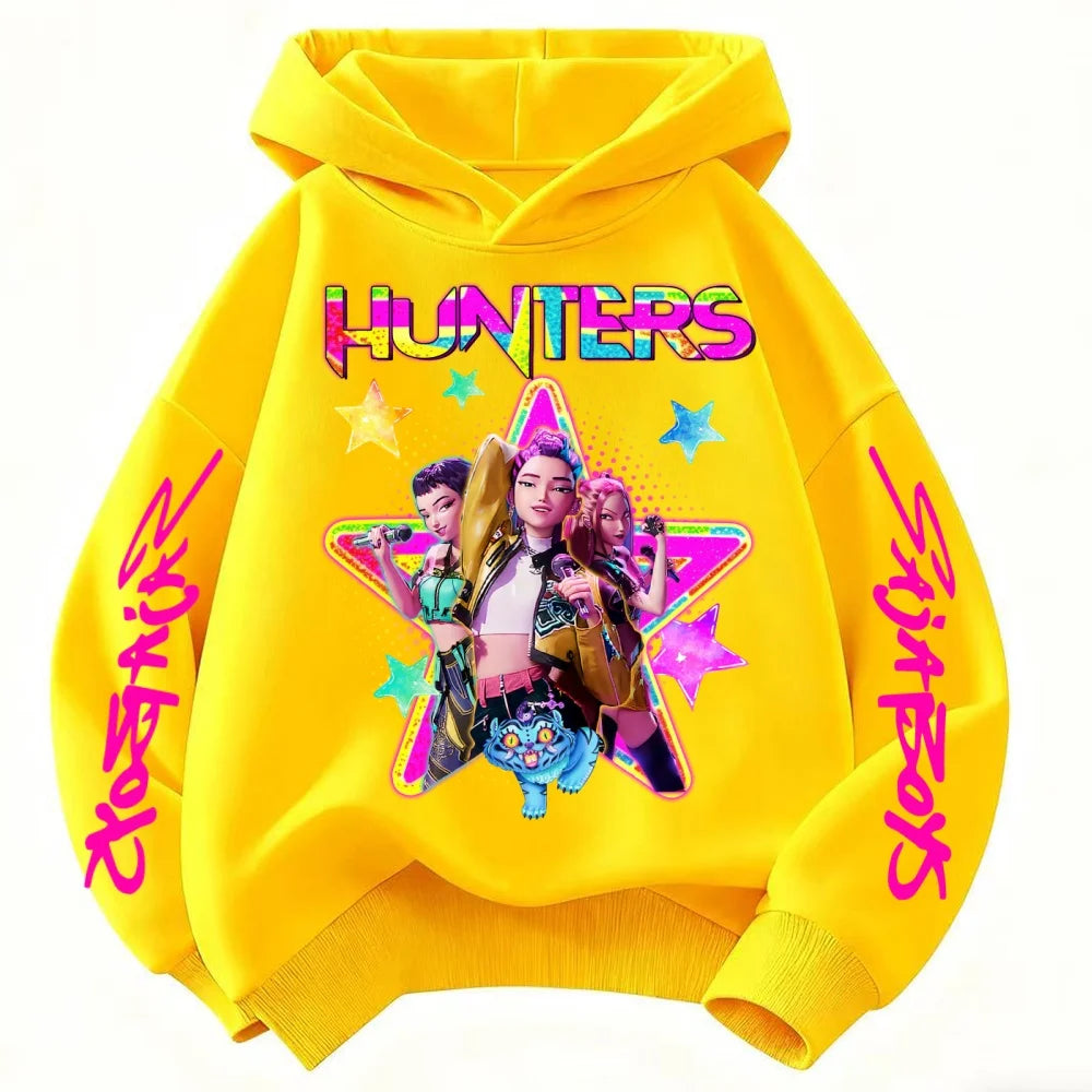 KPop Demon Hunters Huntrix Girls Sweatshirts Spring Fall Boys Children Hoodies Long Sleeves T-shirt Jacket Toddler Kids Clothes
