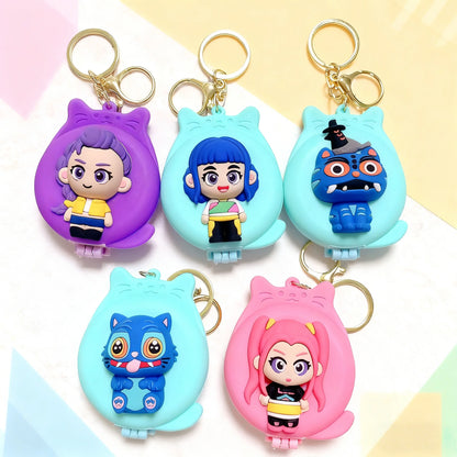 KPOP's Demon Hunter Girl Group Derpy Tiger Folding Mirror Keychain, exquisitely recreating the character's features, can not onl