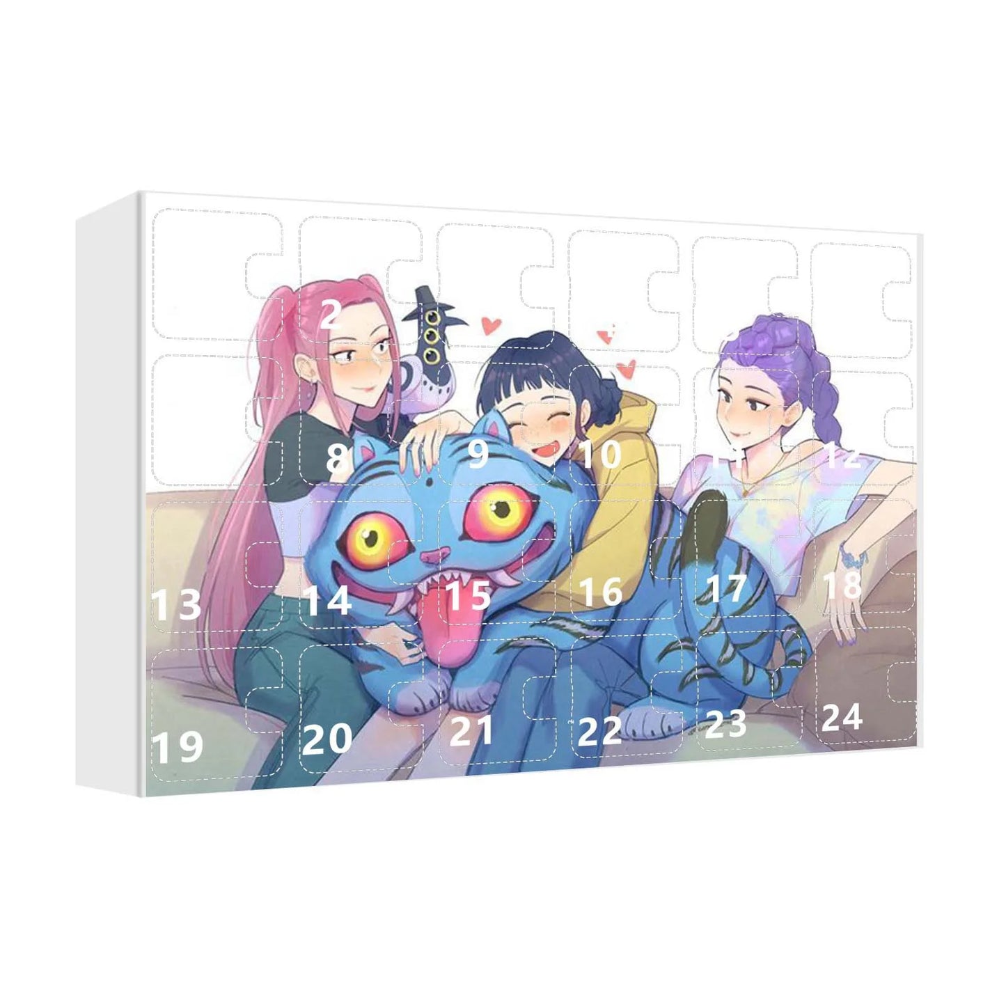 KPop Demon Hunters 24pcs Advent Calendar Box Kawaii Acrylic Keychain HUNTR X Rumi Mira Zoey Jinu Kid Surprise Box Toy Gift