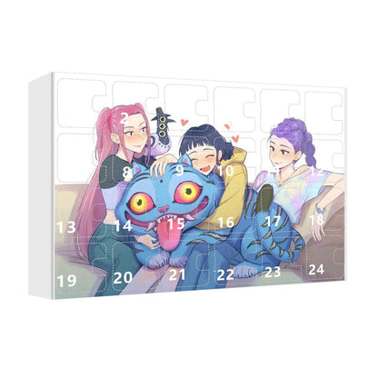 KPop Demon Hunters 24pcs Advent Calendar Box Kawaii Acrylic Keychain HUNTR X Rumi Mira Zoey Jinu Kid Surprise Box Toy Gift