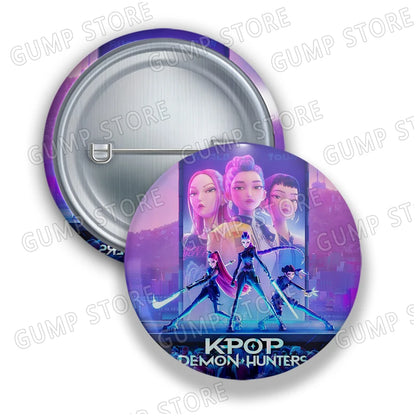 Kpop Demon Hunters Badges for Jewelry Accessories Bag Decor Huntrix Saja Boys Rumi Zoey Jinu Tinplate Button Brooch Pins Gifts
