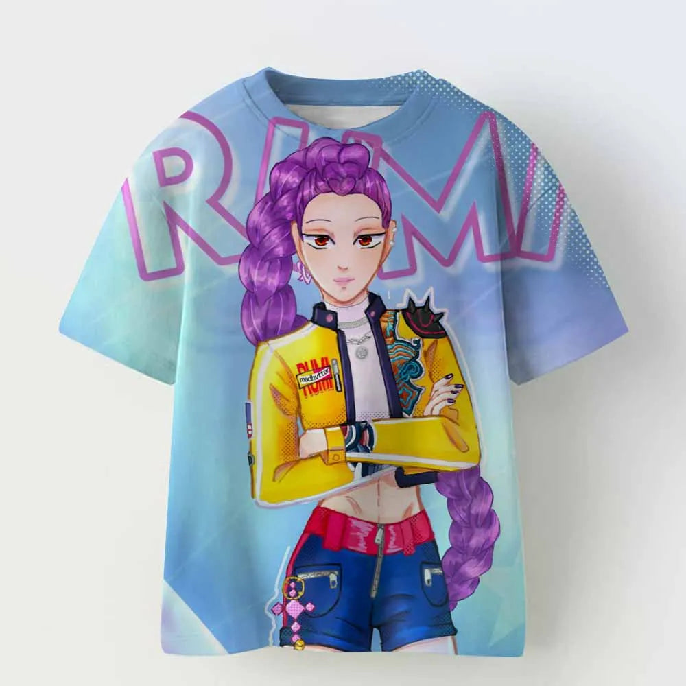 Kpop Demon Hunters Kid Adult Shirt Halloween 3D Mesh Comfortable Sports T-shirt Men's And Women's Extra Large Couple Dress