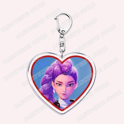 Kpop Demon Girls Keychain for Accessories Huntrix Saja Boys Rumi Zoey Jinu Derpy Tiger Keyrings Key Chains Jewelry Fans Gifts