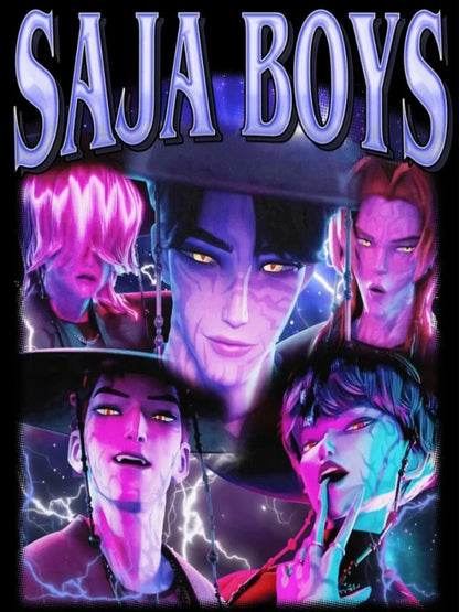 Saja Boys K Pop Demon Hunters Movie Poster Print For Bedroom Living Room Decor Cartoon Music Band Canvas Painting Wall Art