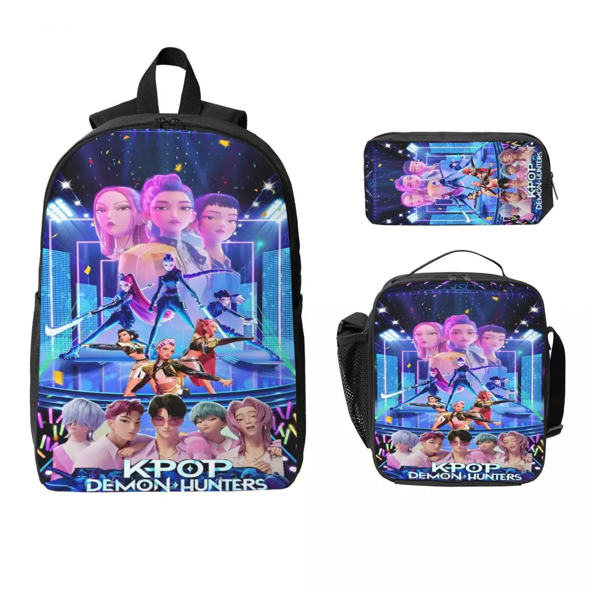 K-Pop Demon Hunters Saja Boys Kids Backpack Lunch Box Pencil Boxes for Boys Girls Backpacks School bag Bookbag Set