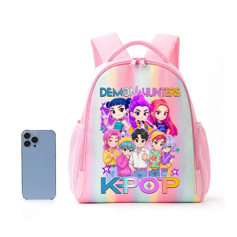 For K-Pop Demon Hunters Student Rainbow Backpack Anime Accessories HUNTR/X Rumi Mira Zoey Schoolbag Children's Birthday Gifts