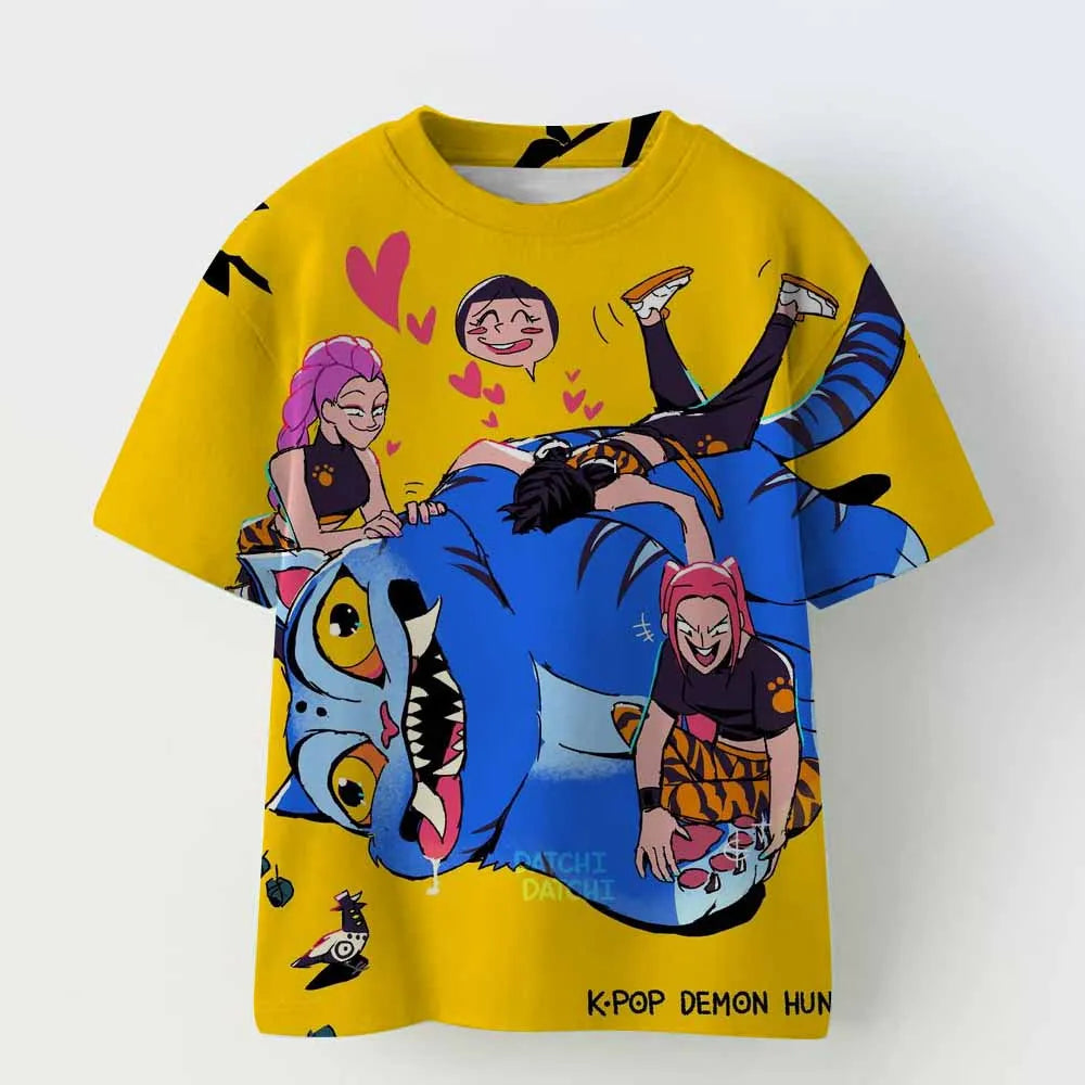 Derpy Tiger Kpop Demon Hunters Shirt for Kids Baby Girl Men Women T Shirt Cute Tiger Cartoon Clothes 2025 Hot Movie Print Soft