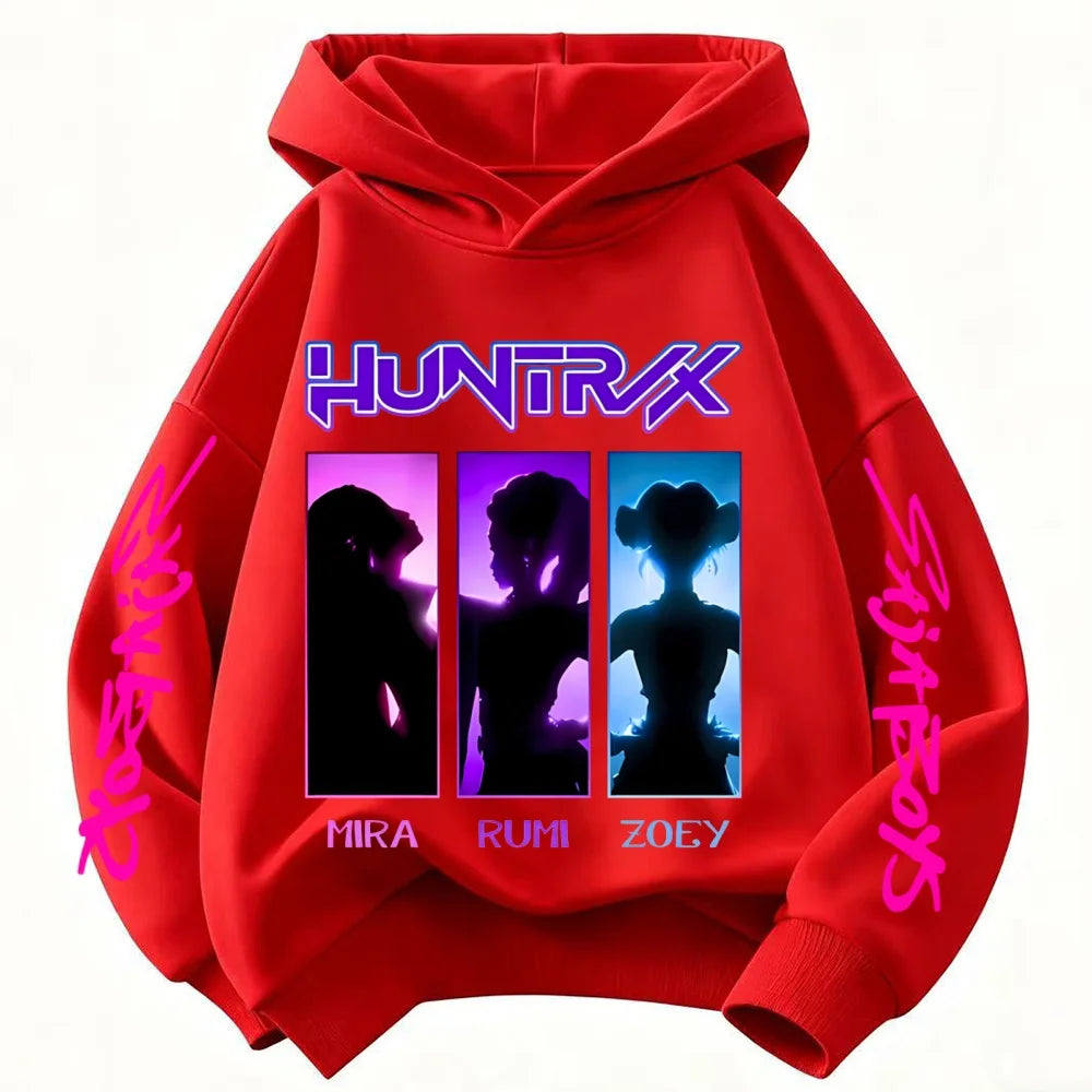 KPop Demon Hunter Rumi Derpy Cartoon Girls Boy Hooded Sweatshirt Warm Children's Wave Fashion Casual Tops Casual Girls Clothing