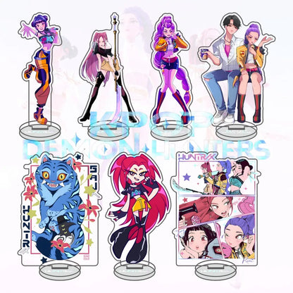 Anime Kpop Demon Hunters Huntrix Saja Boys Acrylic Stand keychains Rumi Zoey Mira Sold My Soul Decorations cosplay Fans Gifts
