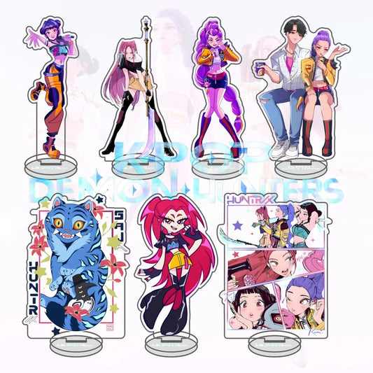 Anime Kpop Demon Hunters Huntrix Saja Boys Acrylic Stand keychains Rumi Zoey Mira Sold My Soul Decorations cosplay Fans Gifts