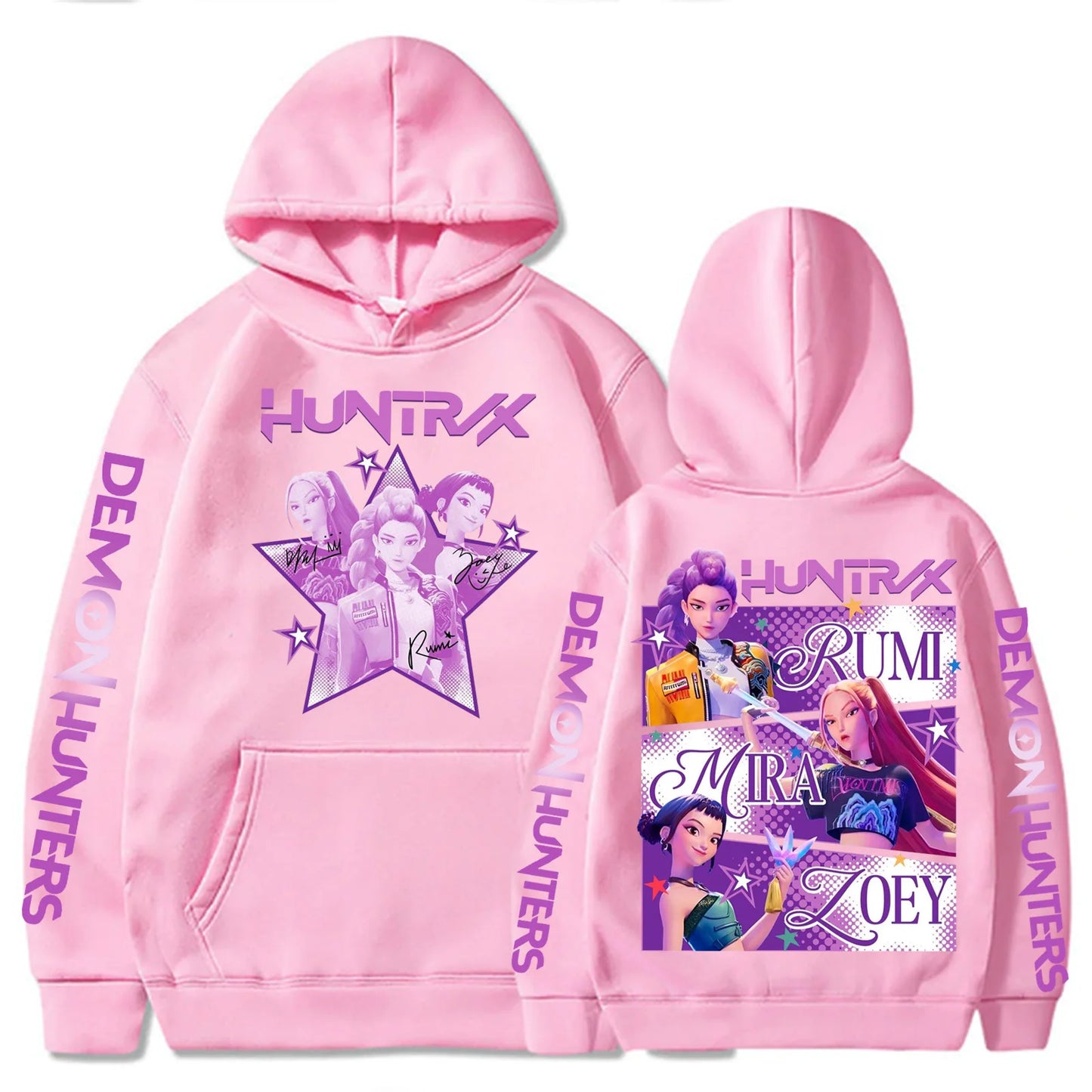 Harajuku Kpop Demon Hunters Graphic Hoodie Mira Rumi Zoey Huntrix Print Hooded Pullover Man Woman Fans Gift Casual Sweatshirt