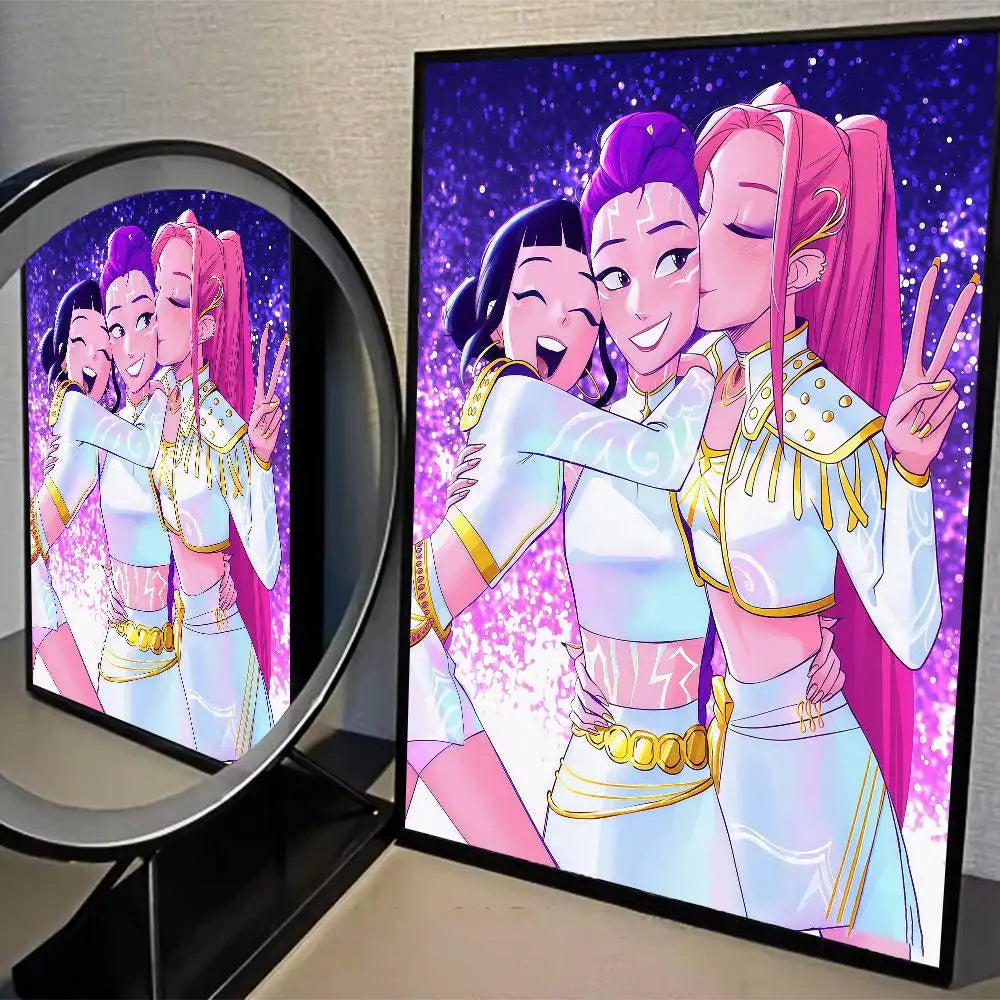 K-pop D-Demon Hunters Movie Sticky Posters Whitepaper Sticker DIY Room Bar Cafe Posters Wall Stickers