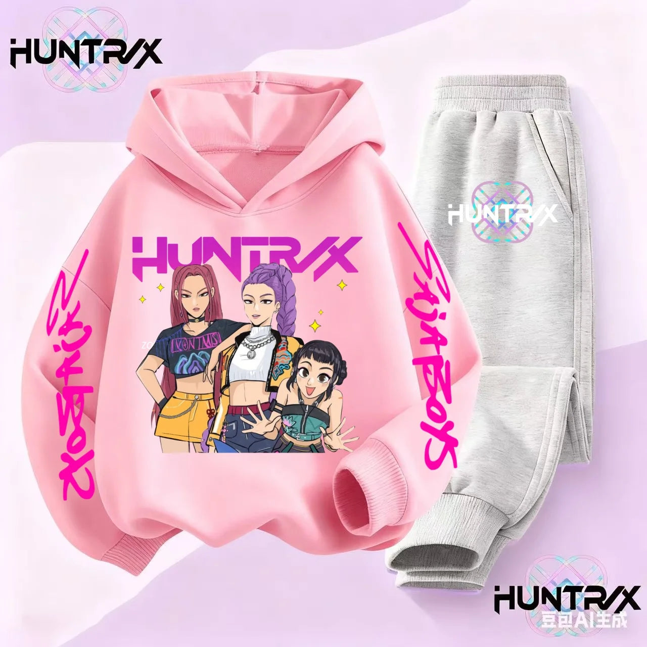 3-14Y Kpop Demon Hunters Hoodie Set Boys Girls Kids Autumn Sportswear Daily Clothes 2025