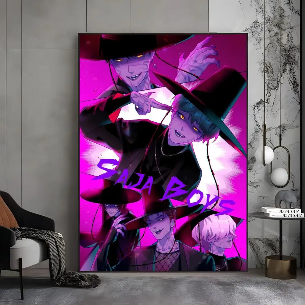 KPop S-saja Boys Demon Hunters  Poster Premium Aesthetic Posters Sticker For Living Room Or Bar Painting Decoration Wall Art