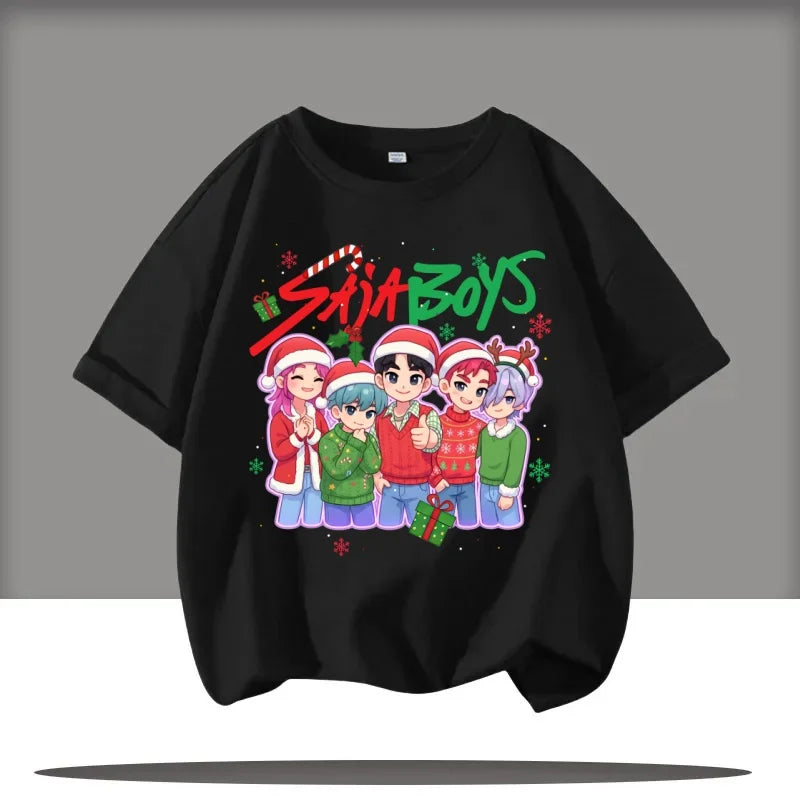 Cute Kpop Demon Hunters Child Short Sleeve Kpop Demon Hunters Tee Harajuku Casual Fashion Cotton Tee Top Cosplay Clothing