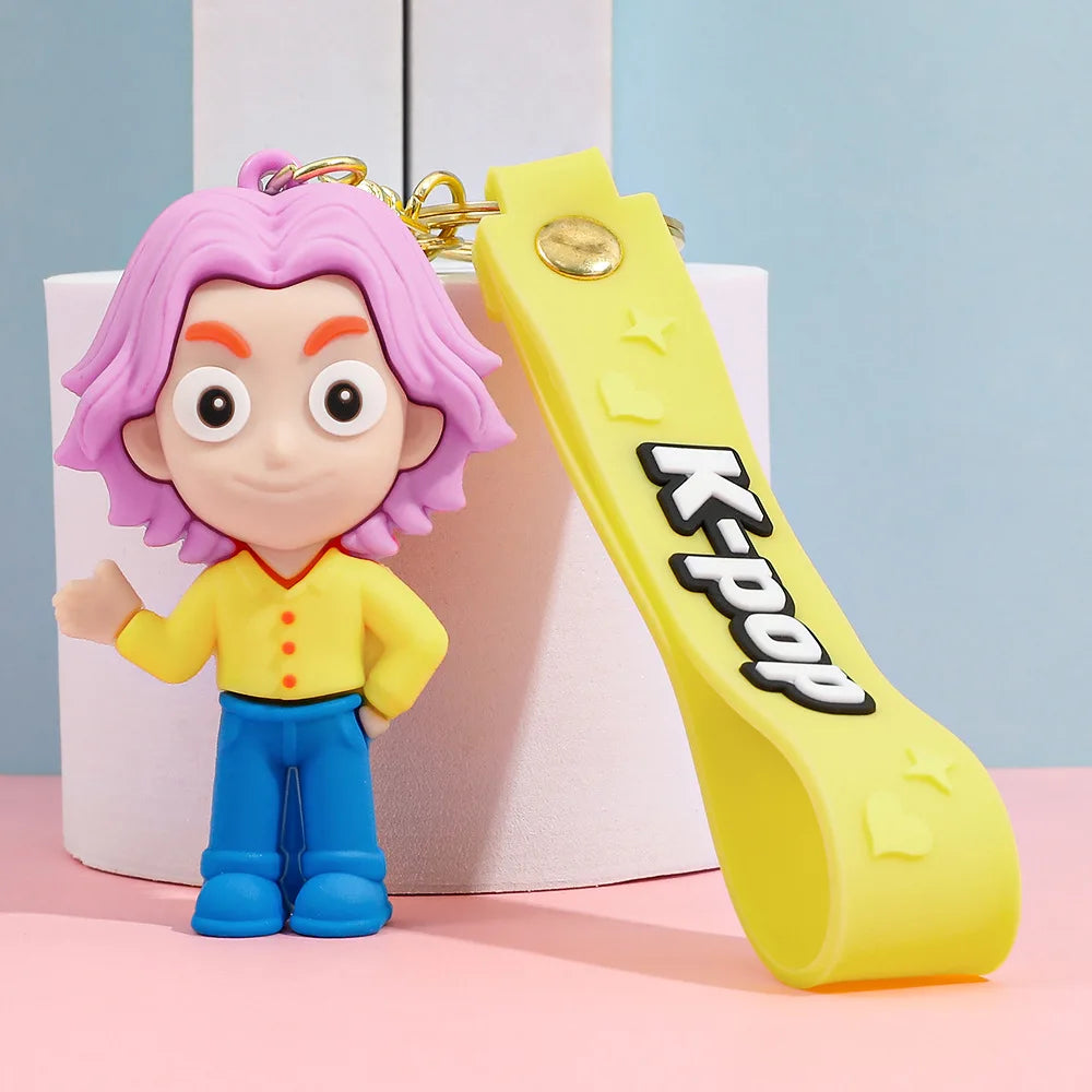 New K-pop Demon Hunters Anime Figure Keyring for Students Car Keychains Rumi Mira Zoey Pendants Backpack Decoration Key Ring