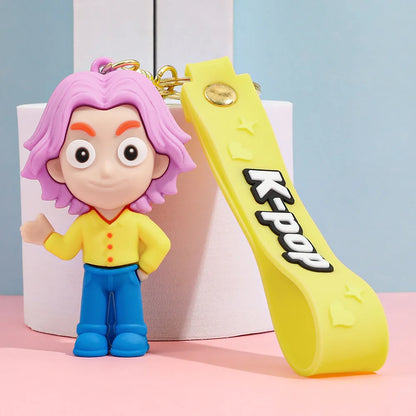 New K-pop Demon Hunters Anime Figure Keyring for Students Car Keychains Rumi Mira Zoey Pendants Backpack Decoration Key Ring