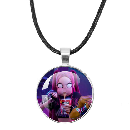 KPop Demon Hunters Leather Rope Necklace Huntr-x Rumi Zoey Mira Pendant Necklace Jewelry Accessories Cosplay Props Fans Gifts
