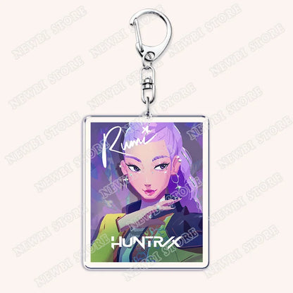 HOT Kpop Demon Hunters Huntrix Saja Boys Keychains for Accessories Bag Rumi Zoey Jinu Ramen Ramyeon Keyring Jewelry Fans Gifts