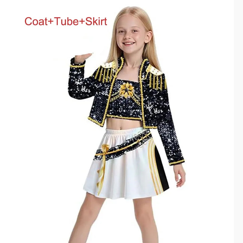 Girls Kpop Zoey Cosplay Costume Kids Fancy Party K-Pop Demon Hunters Rumi Costume Idol Mira Cosplay Halloween Carnival Clothes
