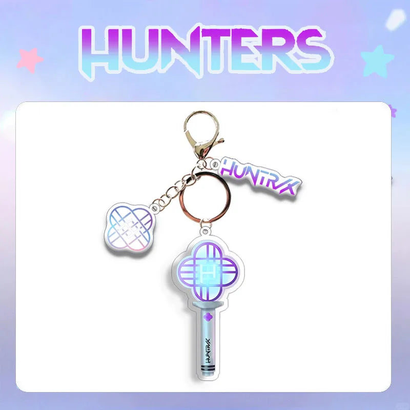 KPOP Demon Hunters Huntrix Saja Boys Idol Group Acrylic Keychains Zoey Mira Romance Baby Light Stick Korean Keyring Fans Gift