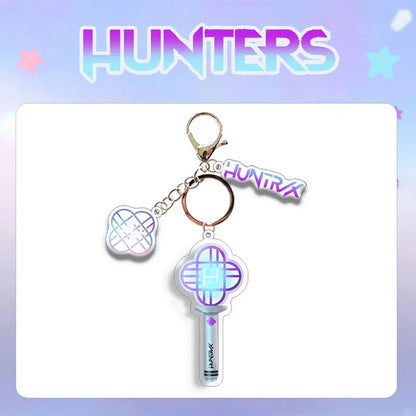 KPOP Demon Hunters Huntrix Saja Boys Idol Group Acrylic Keychains Zoey Mira Romance Baby Light Stick Korean Keyring Fans Gift