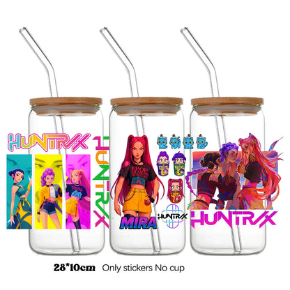 k-pop Demon Hunters wrapping Transfer cups HUNTRX Decal Rumi kpop saja boys Uvdtf Bottle k pop Stickers Uv Dtf Car Huntrix Wraps
