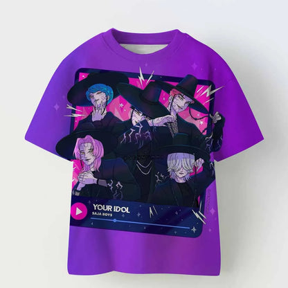 Kids T-shirt KPop Demon Hunters Print Fashion Casual Tops 2025 Movie Crew Neck Cartoon Girls Boys Tee Casual Baby Girl Clothes