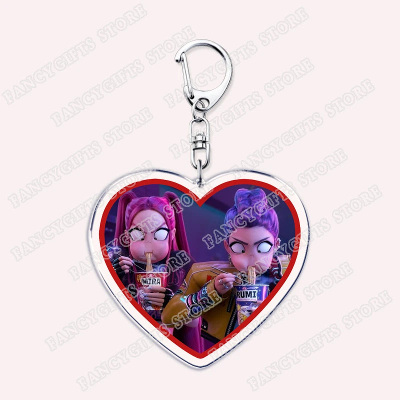 Kpop Demon Girls Keychain for Accessories Huntrix Saja Boys Rumi Zoey Jinu Derpy Tiger Keyrings Key Chains Jewelry Fans Gifts