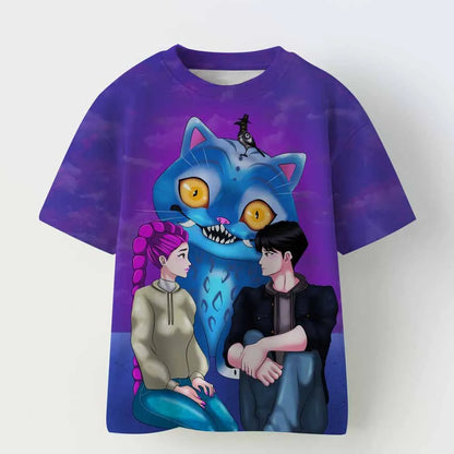 Kids T-shirt KPop Demon Hunters Print Fashion Casual Tops 2025 Movie Crew Neck Cartoon Girls Boys Tee Casual Baby Girl Clothes